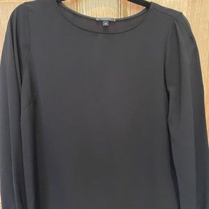 Stella & Dot Black Blouse with Gold Cuff Trim